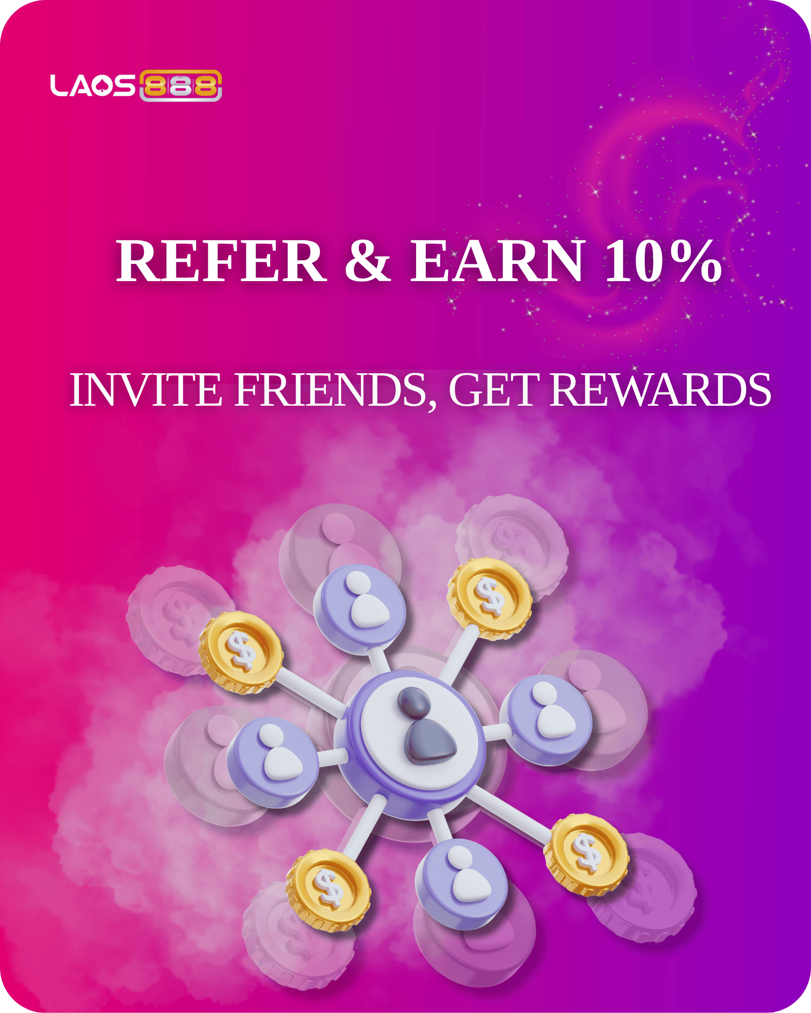Laos888 Promotion Grow Together: Unlock 10% Referral Bonus Rewards!