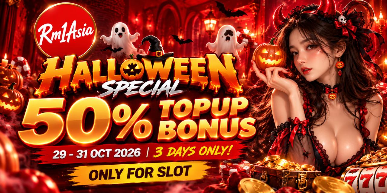 RM1ASIA Promotion 🎃 RM1Asia Halloween Special – 50% Topup Bonus