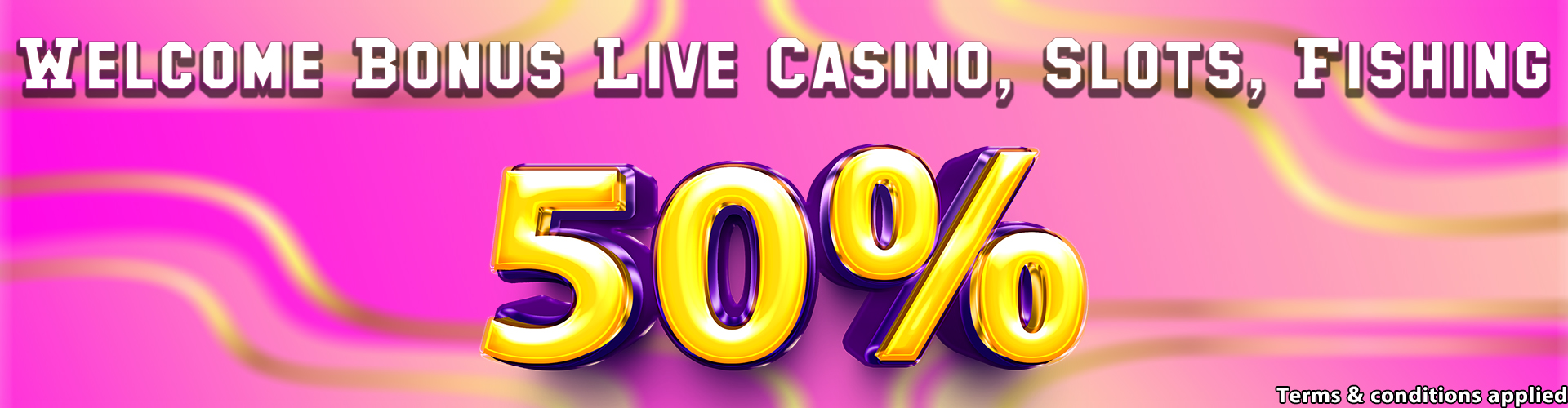 Miura8  Promotion Welcome Bonus 50% Live Casino, Slots , Fishing game