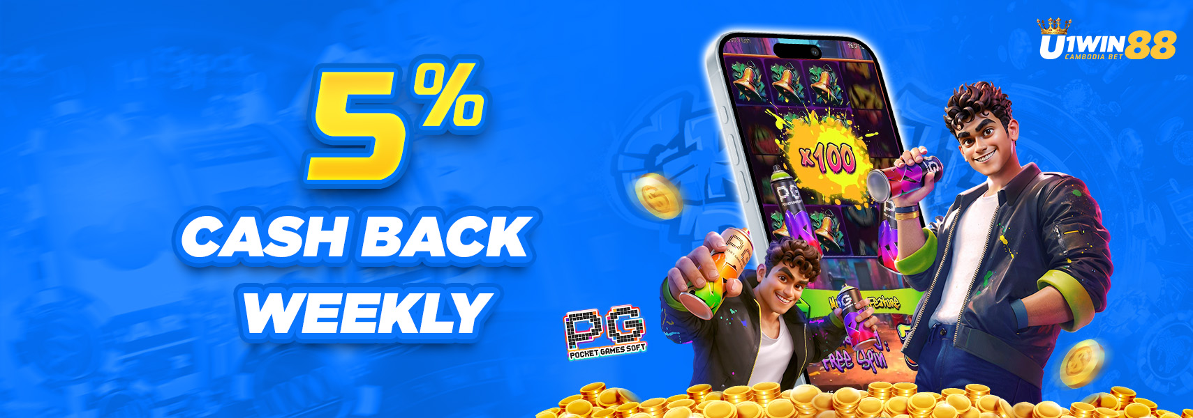 U1Win88 Promotion 5% Cash Back weekly