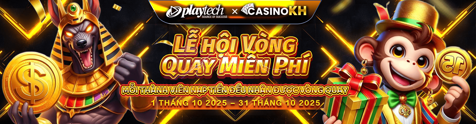 CASINOKH Promotion CasinoKH Độc Quyền! Chỉ 50 USD Nhận Ngay 70 Vòng Quay Miễn Phí Playtech!
