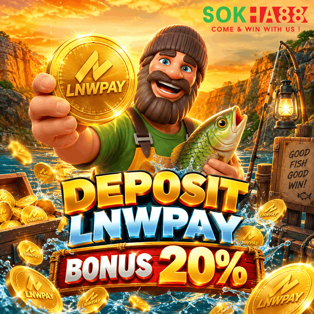 SokhaBet Promotion ដាក់ប្រាក់តាមរយះ LNWPAY ទទួលបានប្រាក់រង្វាន់បន្ថែម 20%