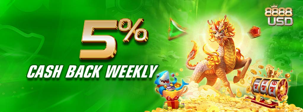 8888USD Promotion 5% Cash Back weekly