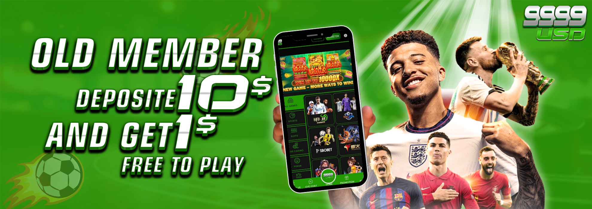 9999USD  Promotion Claim promotion $10 Free $1