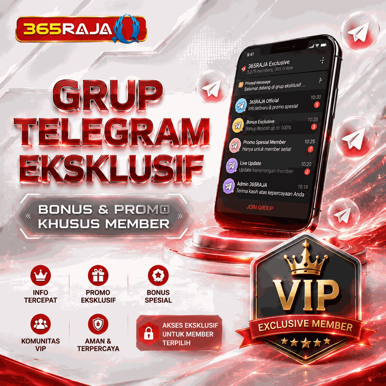 365Raja Promotion Grup Telegram Eksklusif 365RAJA - Bonus dan Promosi Khusus Member