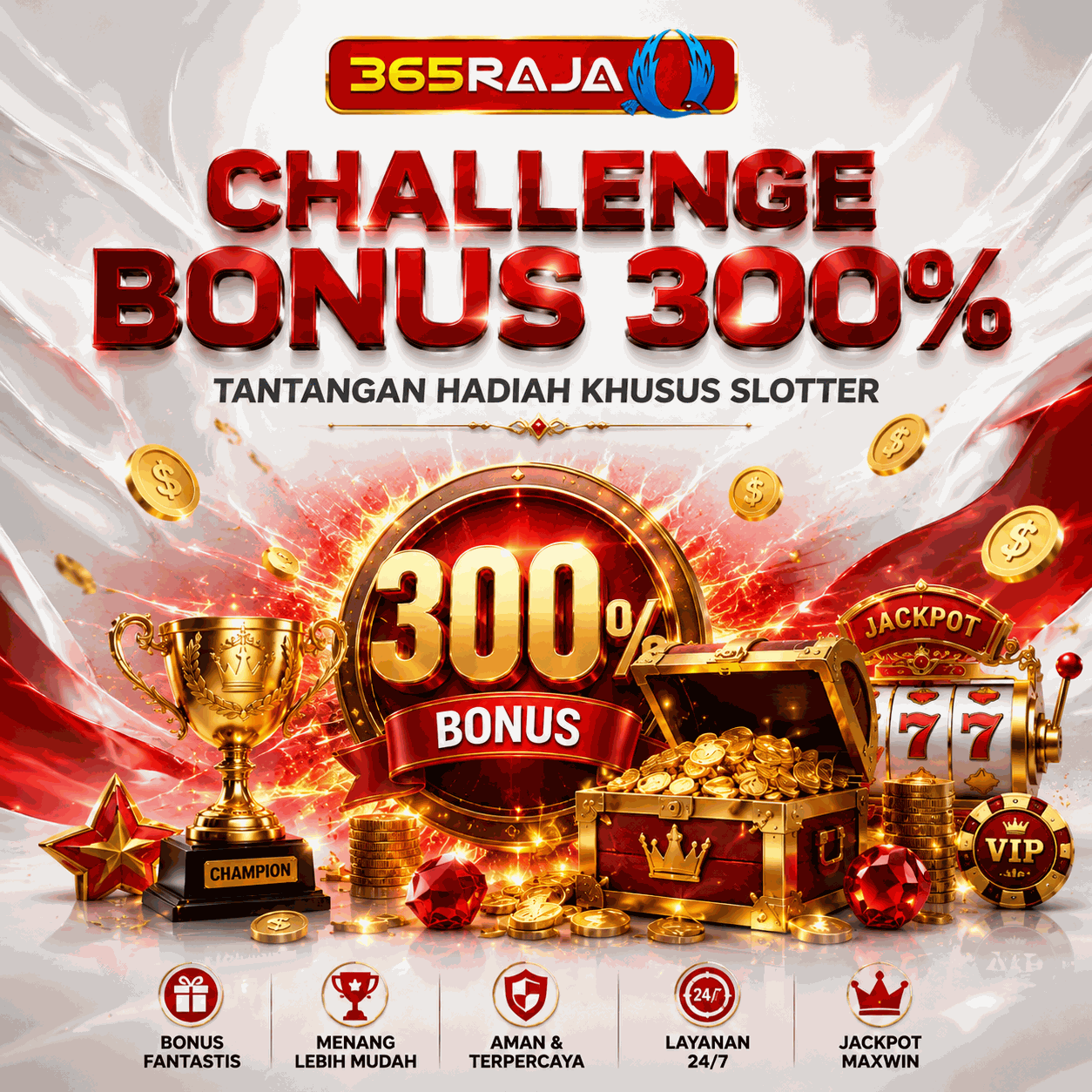 365Raja Promotion Promo Tantangan Hadiah 300% untuk Pecinta Slotter