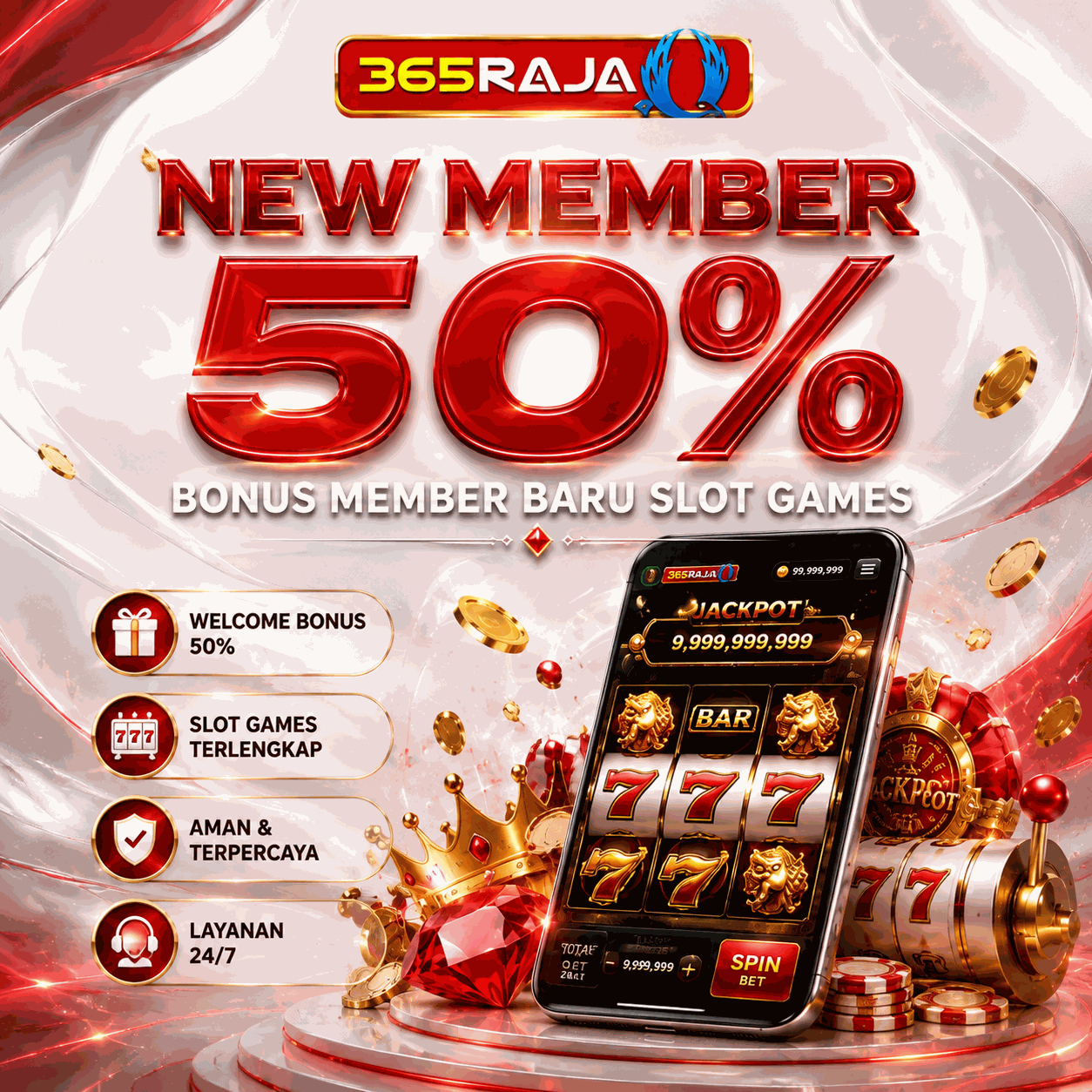 365Raja Promotion New Member 50% Slot Games 365RAJA | Bonus Member Baru
