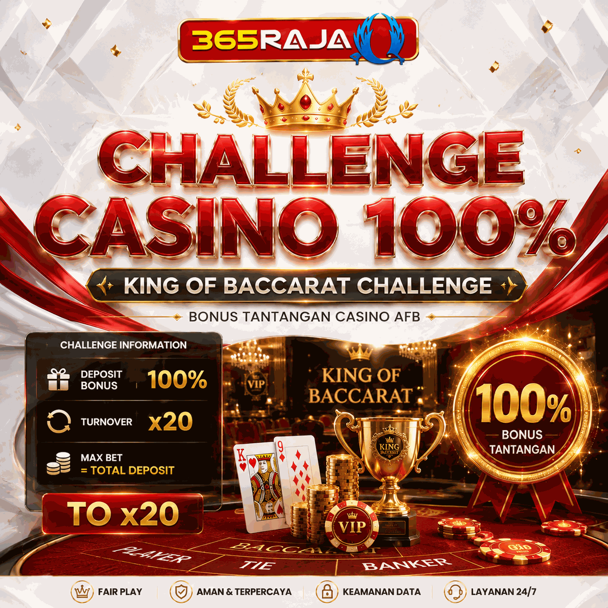 365Raja Promotion 365RAJA KING OF BACCARAT CHALLENGE Bonus 100%