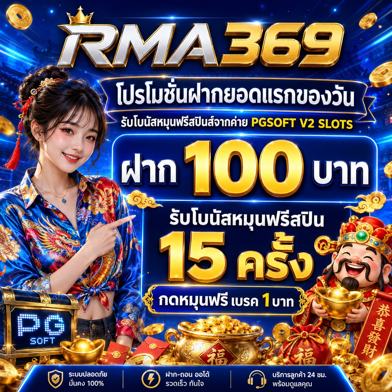 RMA369 Promotion ໂປຣໂມຊັ່ນຝາກເງີນຍອດແລກຂອງວັນ ຄ້າຍ PGSOFT V2 SLOTS
